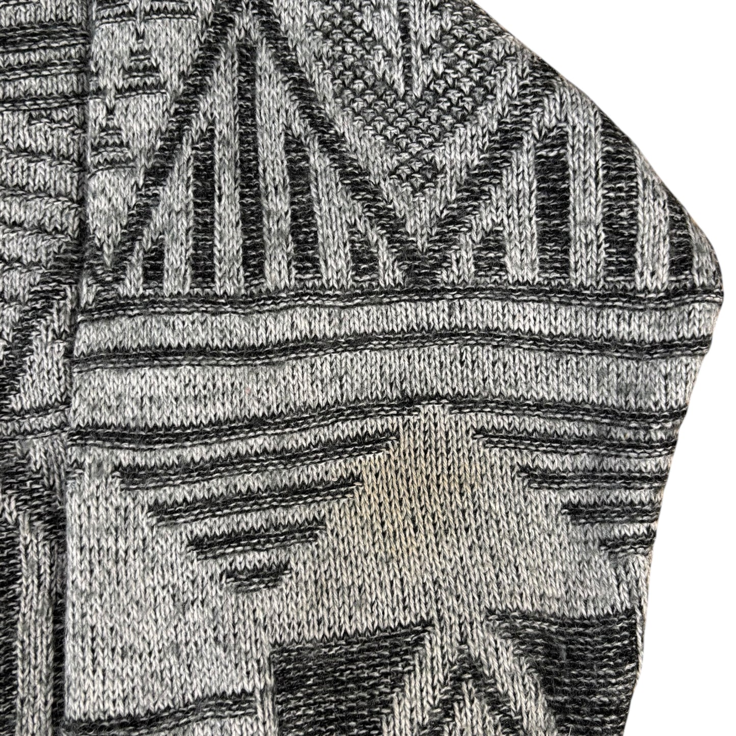 Grey Geometric Deep V-Neck Jumper - XL