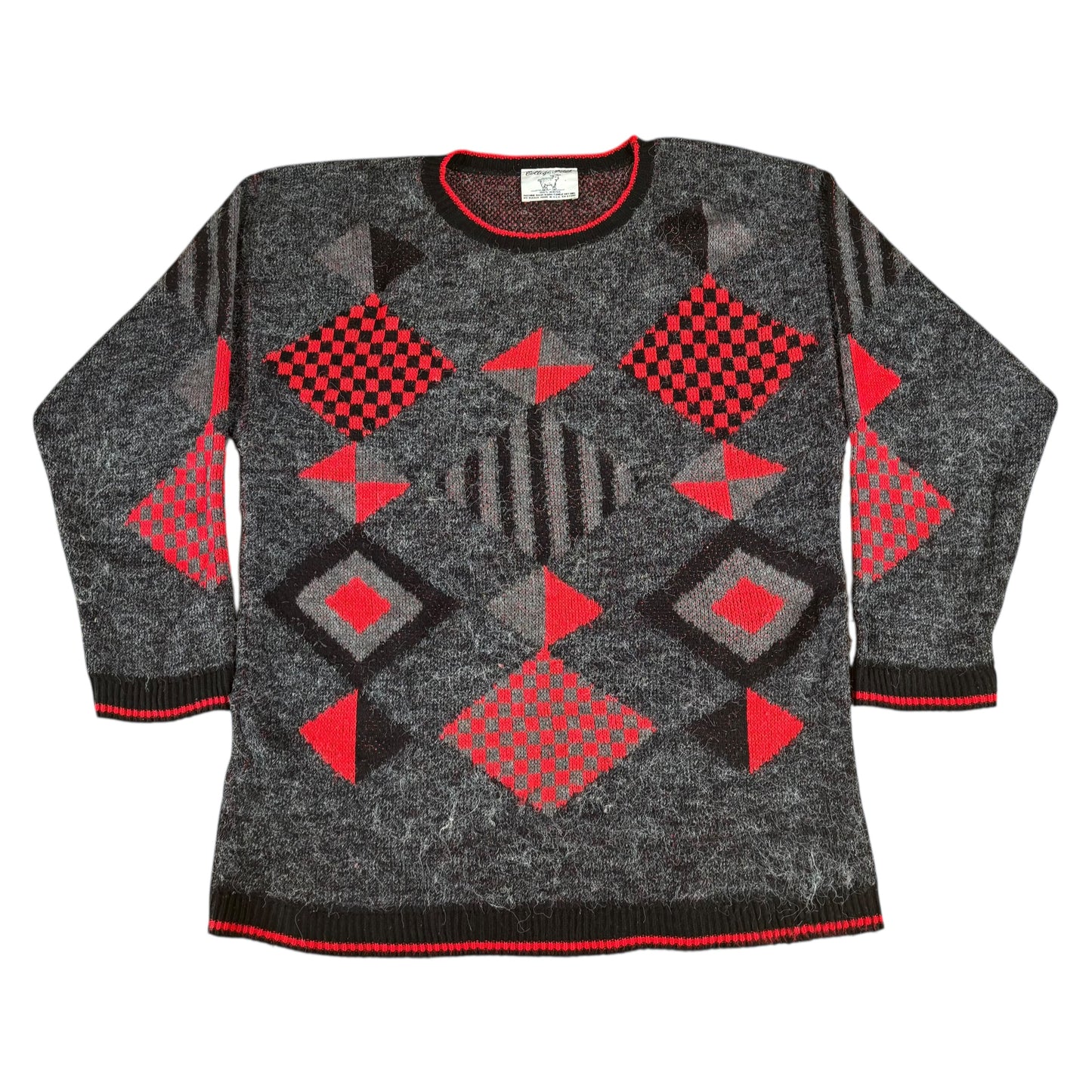 Red Grey Aztec Pattern Knit Jumper Women’s - L