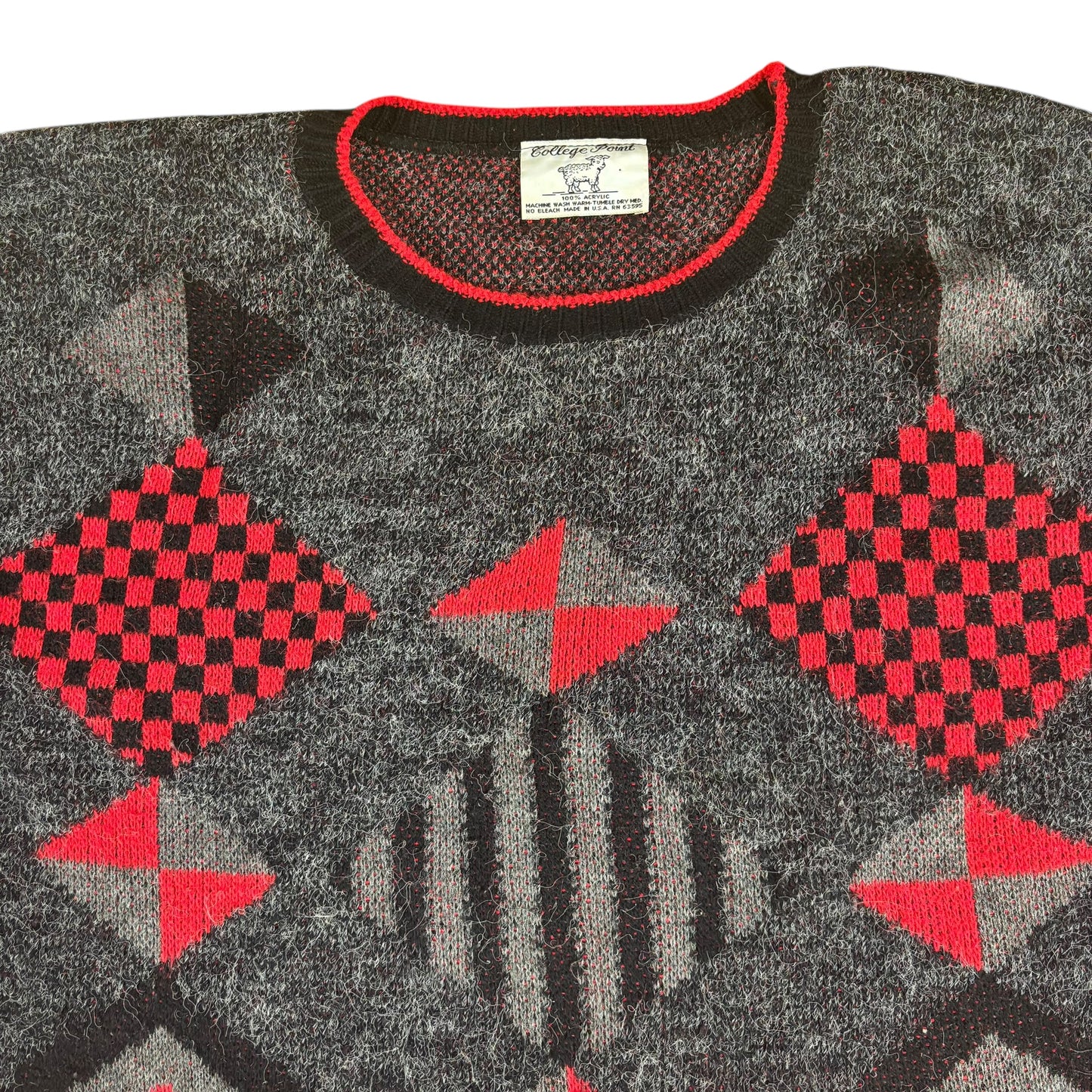 Red Grey Aztec Pattern Knit Jumper Women’s - L