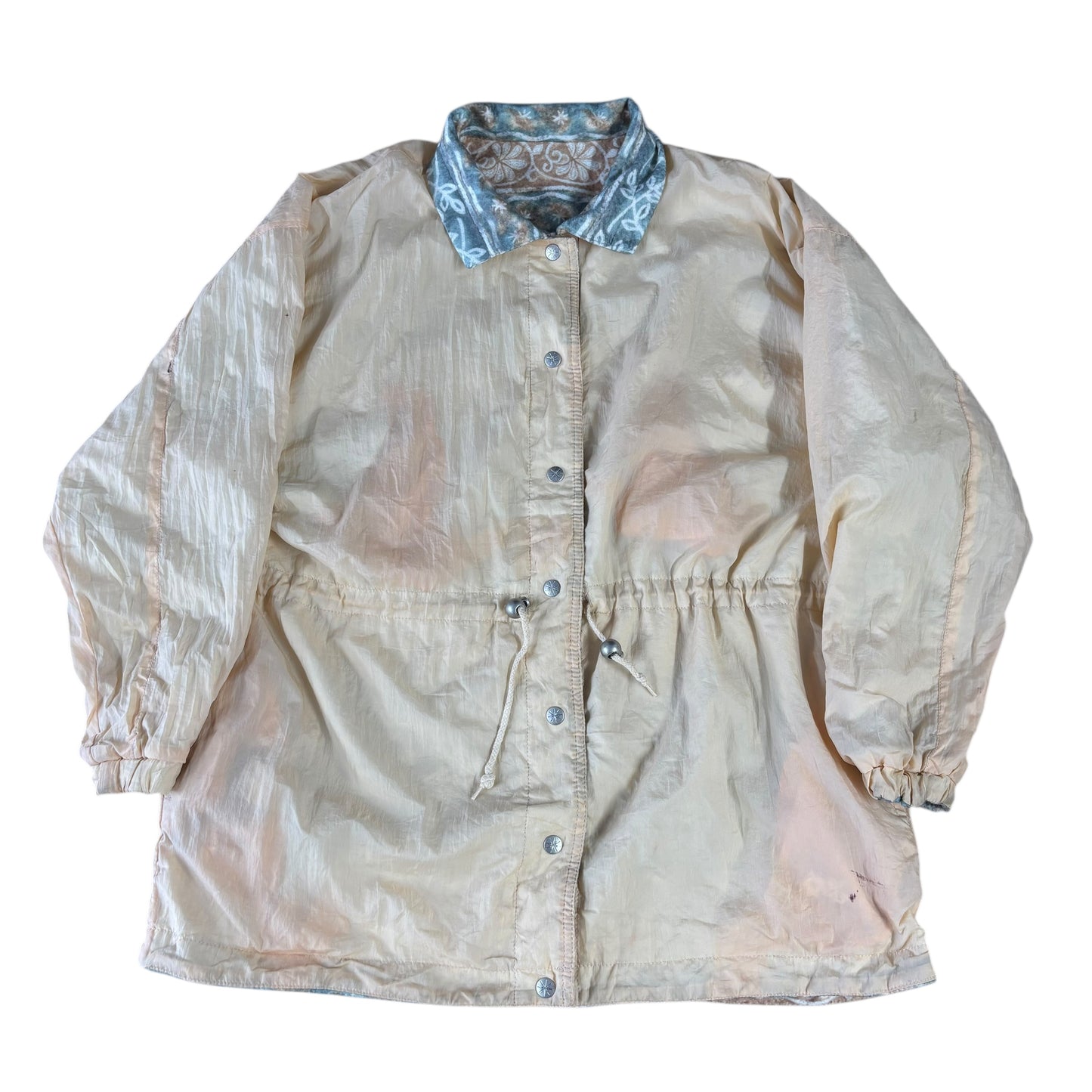 Crazy Pattern Reversible Fleece Coat - XL