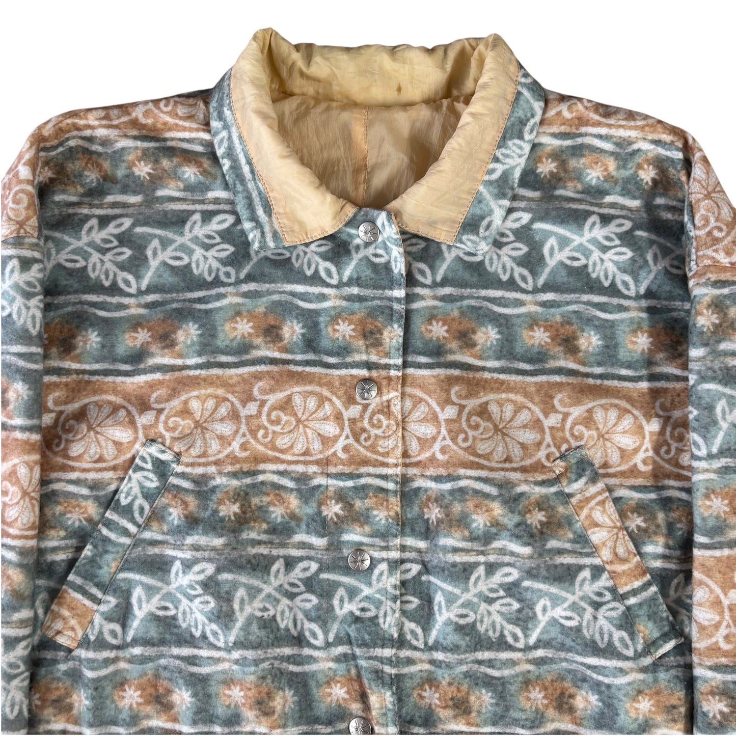 Crazy Pattern Reversible Fleece Coat - XL