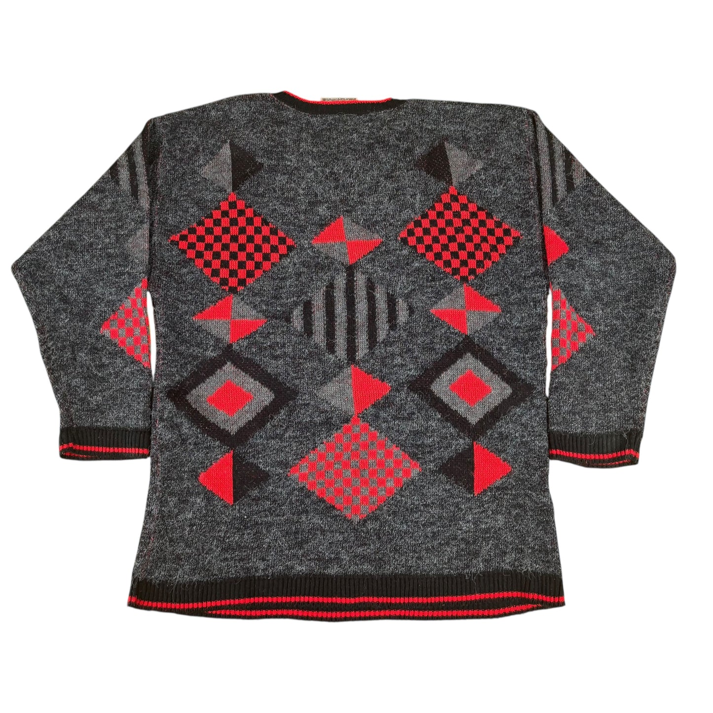 Red Grey Aztec Pattern Knit Jumper Women’s - L