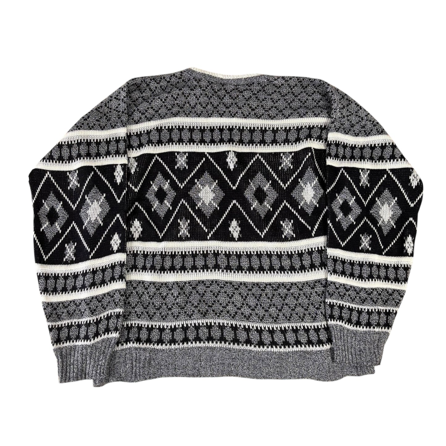Crazy Pattern Grey Knit Jumper - XL