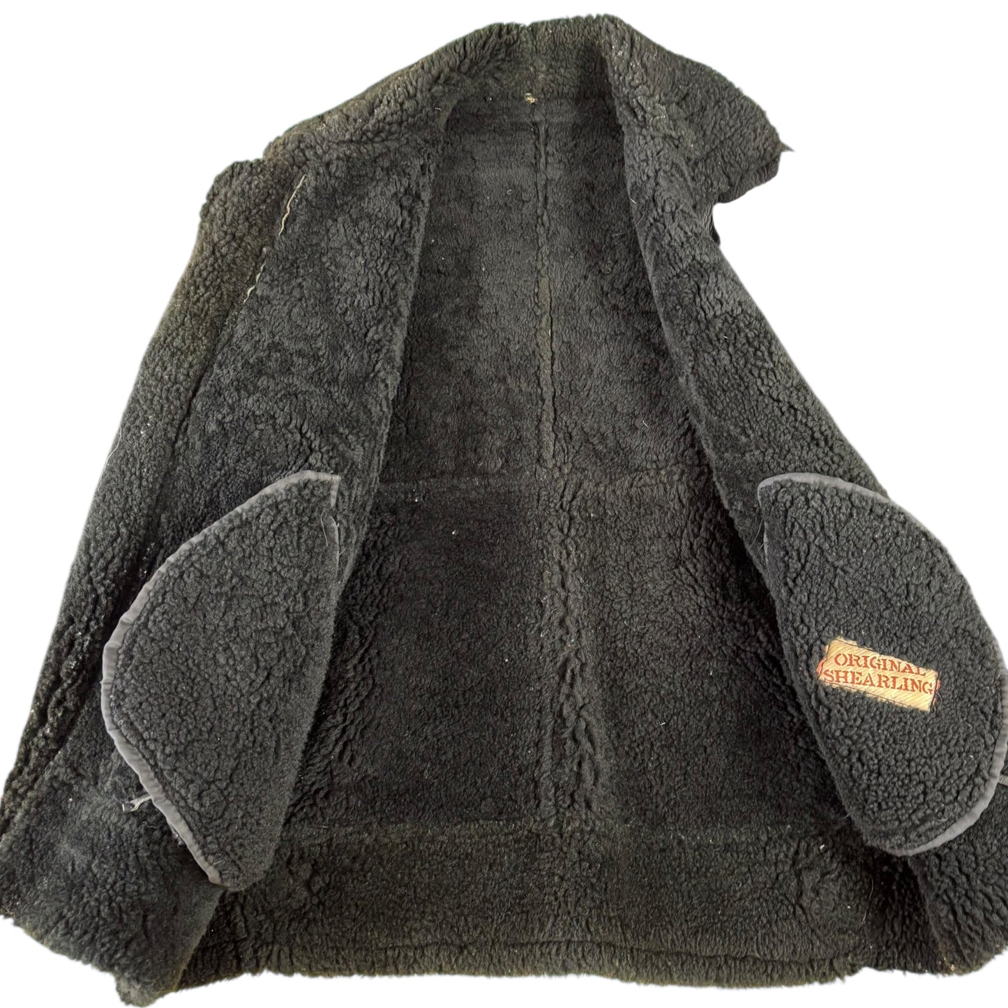 Black Leather Shearling Flight Jacket - S