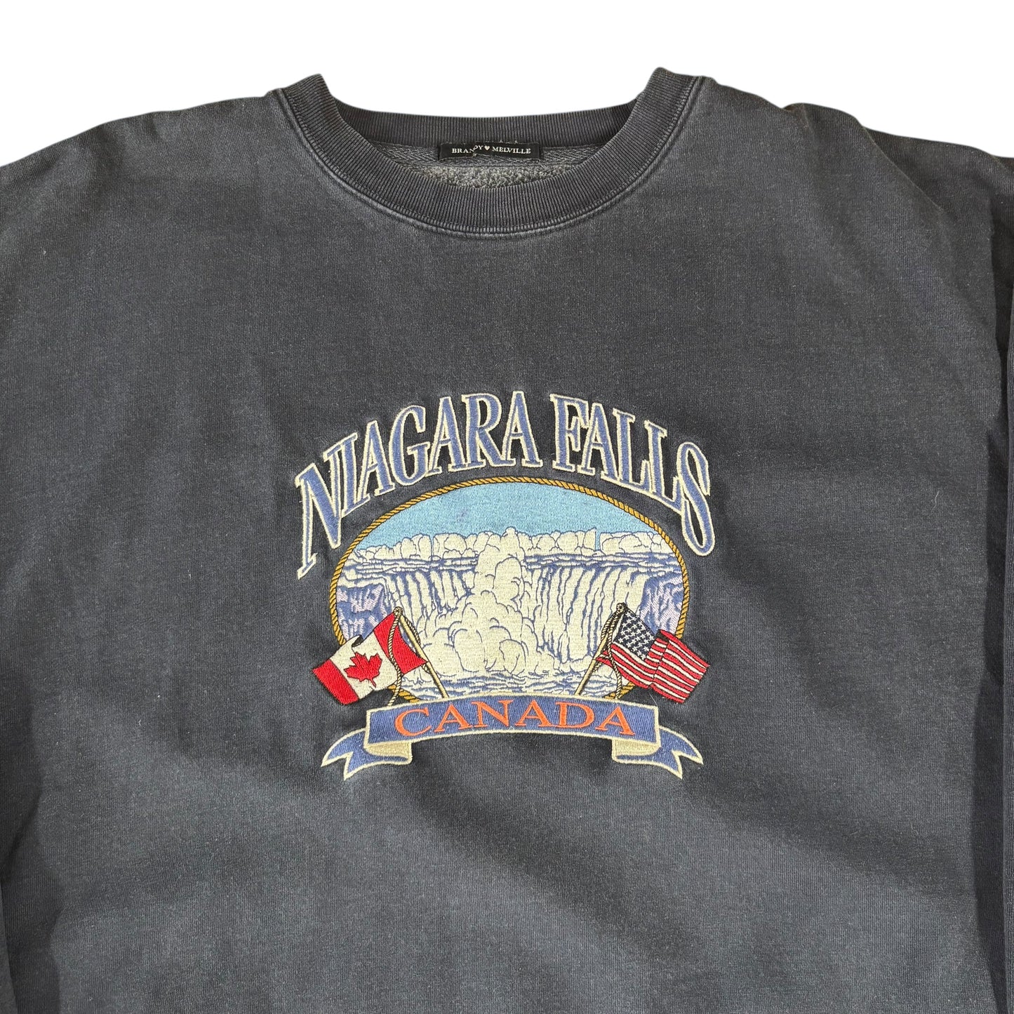 Niagra Falls Embroidery Sweatshirt Blue - L