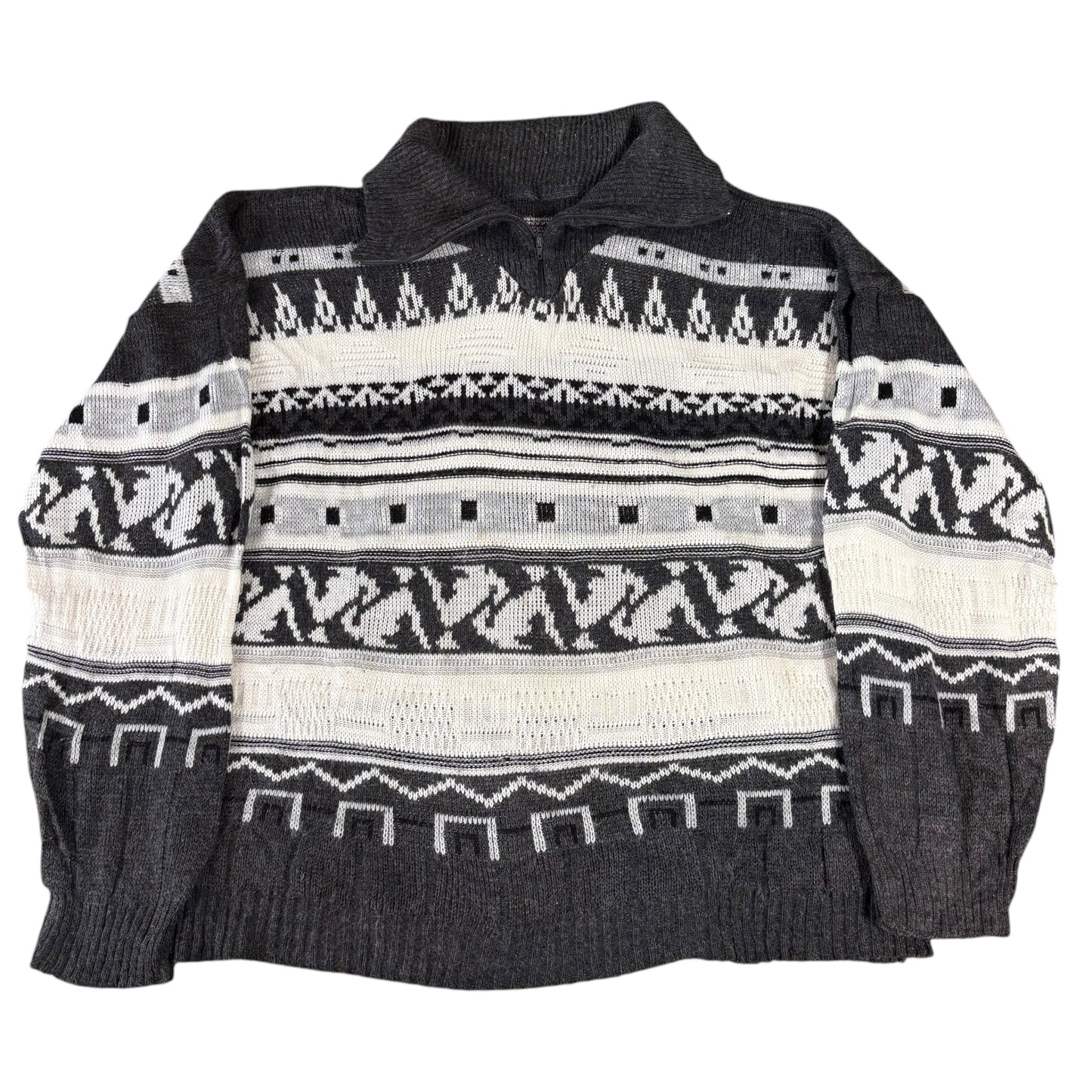 High Neck Geometric Pattern Jumper - 3XL