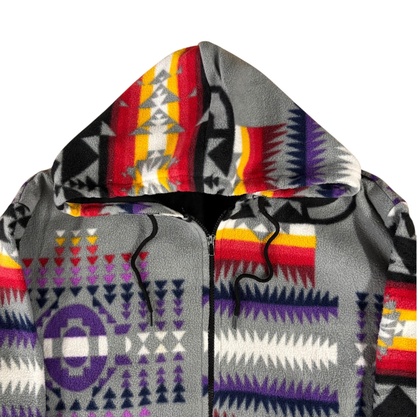 Crazy Aztec Pattern Fleece Hoodie - M