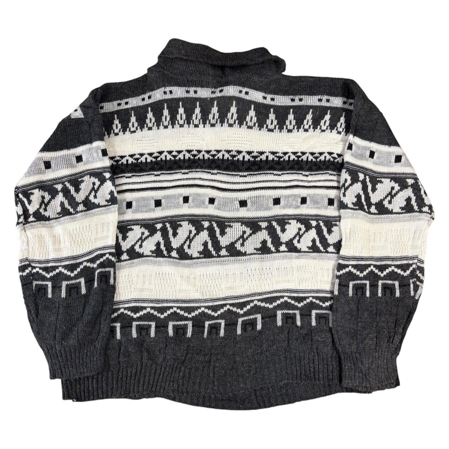 High Neck Geometric Pattern Jumper - 3XL