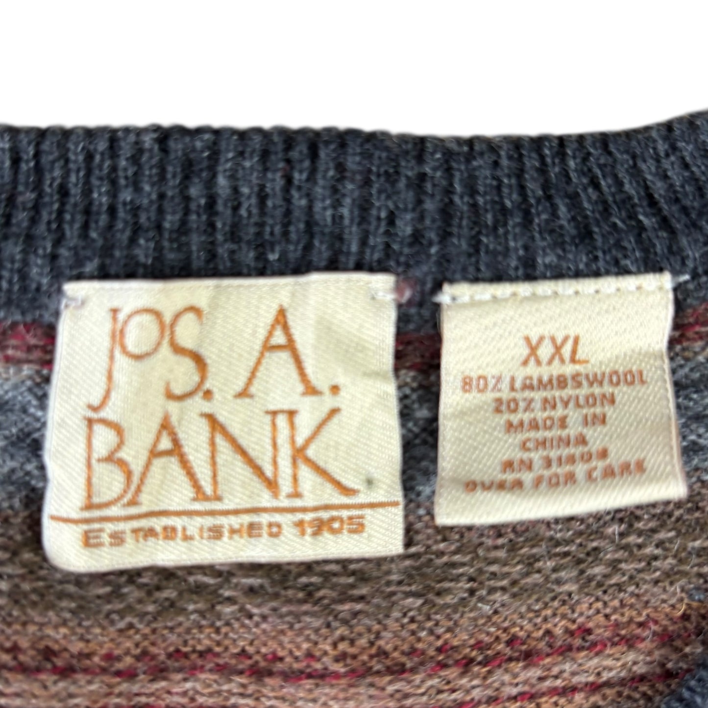 Jos. A Bank Lambswool Striped Jumper - 2XL