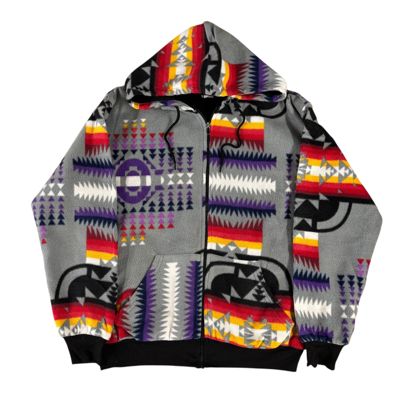 Crazy Aztec Pattern Fleece Hoodie - M