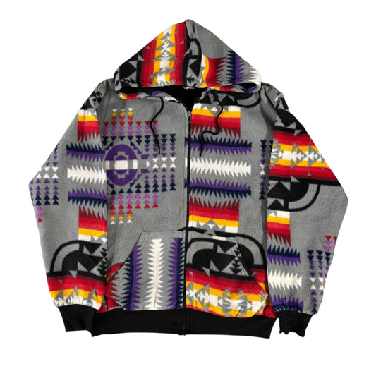 Crazy Aztec Pattern Fleece Hoodie - M