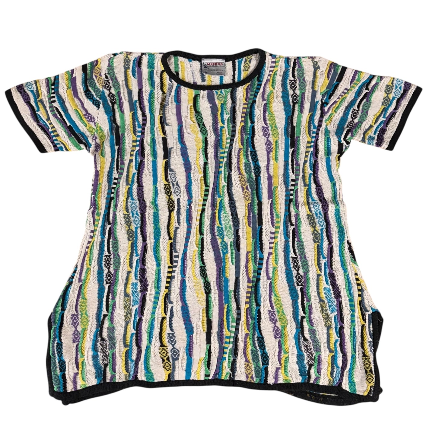 Crazy Pattern 3D Knit Merroo Jumper - L