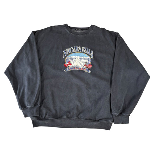 Niagra Falls Embroidery Sweatshirt Blue - L