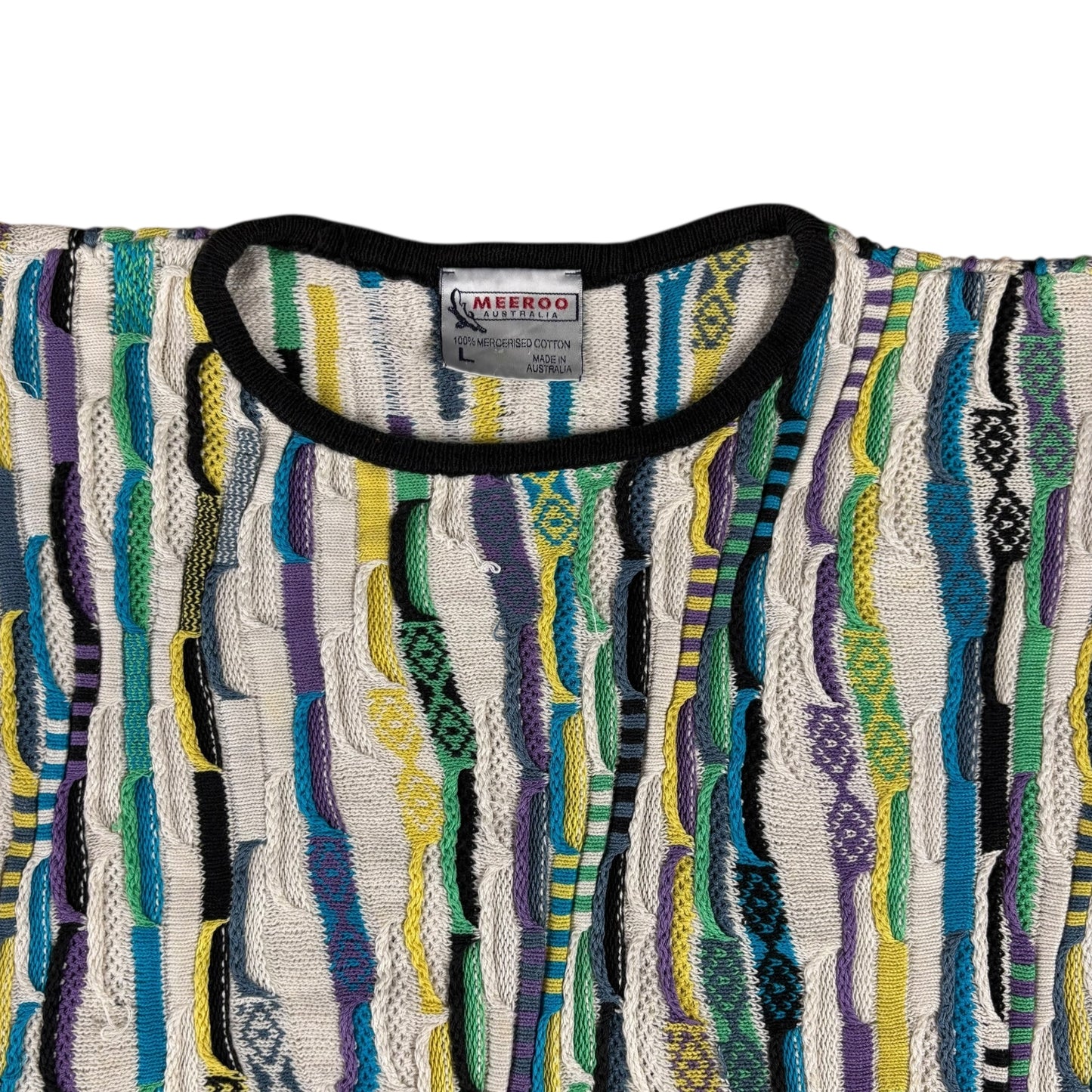 Crazy Pattern 3D Knit Merroo Jumper - L