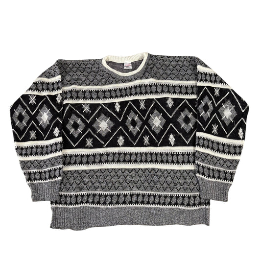 Crazy Pattern Grey Knit Jumper - XL