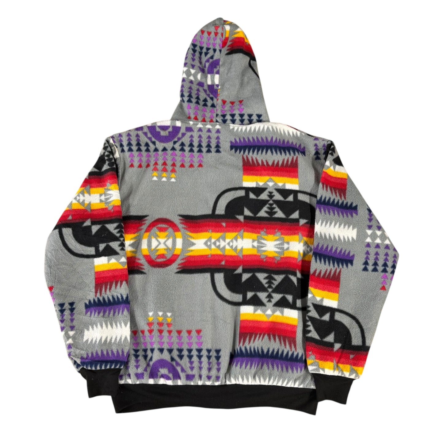 Crazy Aztec Pattern Fleece Hoodie - M