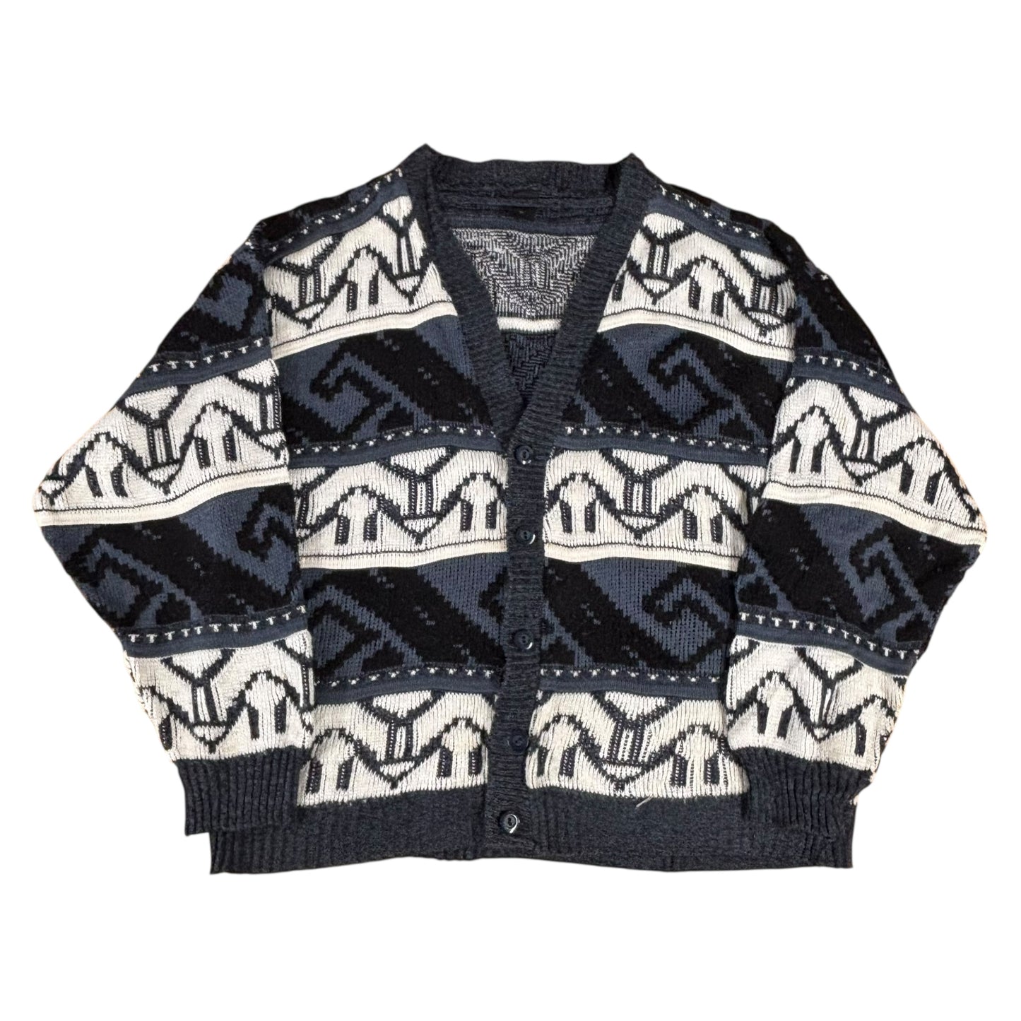 Crazy Pattern Deep V-Neck Cardigan - 2XL