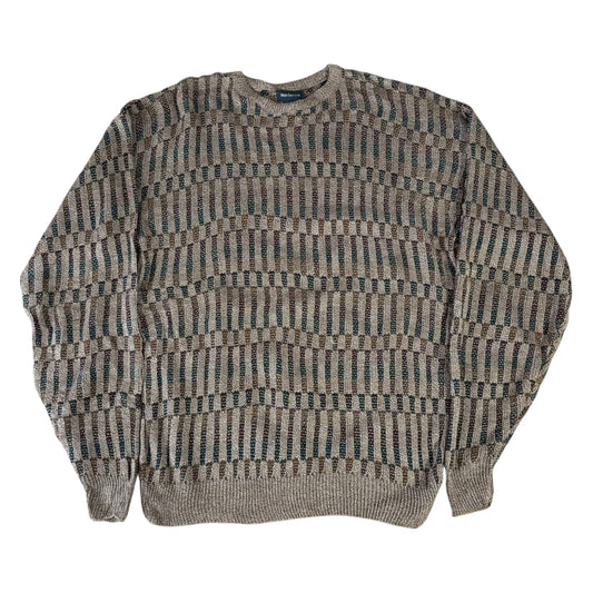 Brown Vintage Pattern Jumper - L