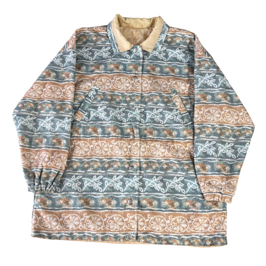 Crazy Pattern Reversible Fleece Coat - XL