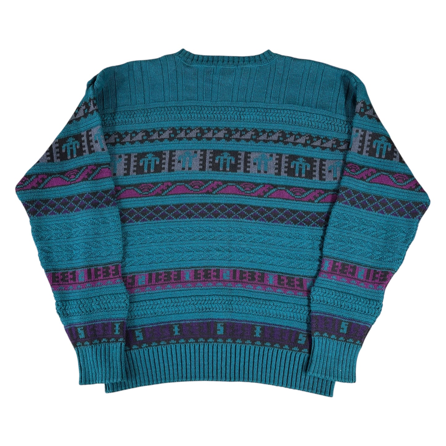 Crazy Pattern Textured Knit Jumper - L
